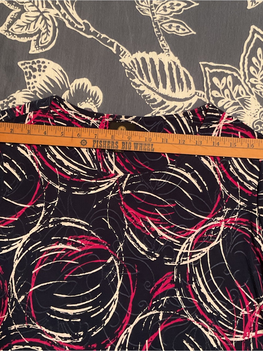 JM Collection Navy Blue Pink White Swirl Print Women's Skirt - Picture 6 of 8
